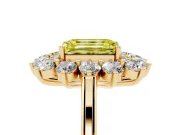 Emerald Cut Floral Double Halo Engagement Ring Setting for a Fancy Yellow Lab-Grown Diamond | Plain Band | Yellow Gold