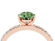 Fancy Green Pear Cut Diamond Pavé Band Solitaire Set in Rose gold with Prong Setting