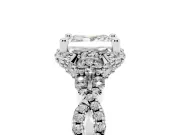 Princess Cut Milgrain Halo Engagement Ring Setting | Graduated Shoulders | White Gold