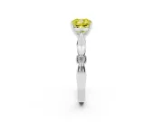 Fancy Yellow Cushion Cut Diamond Solitaire Twisted Band Ring Set in White gold with Accent Stones and Prong Setting