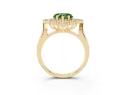 Fancy Green Heart Cut Diamond Cluster Halo Ring Set in Yellow gold with Marquise and Round Accents