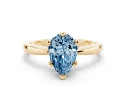 Pear-Shaped Tapered Solitaire Engagement Ring Setting for a Fancy Blue Lab-Grown Diamond | Claw Prong Head | Yellow Gold