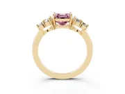 Asscher Cut Cluster Side Stone Engagement Ring Setting for a Fancy Pink Lab-Grown Diamond | Plain Band | Yellow Gold