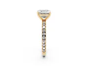 Asscher Cut Shared Prong Solitaire Engagement Ring Setting | Pavé Band | Yellow Gold