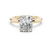 Radiant Cut Hidden Halo Solitaire Engagement Ring Setting | Thin Wire Band | Yellow Gold