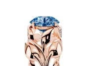 Round Leaf Bypass Engagement Ring Setting for a Fancy Blue Lab-Grown Diamond | Rose Gold