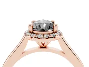 Pear-Shaped Halo Engagement Ring Setting for a Black Center | Plain Polished Band | Rose Gold