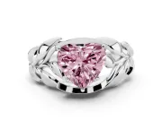 Heart-Shaped Leaf Bypass Engagement Ring Setting for a Fancy Pink Lab-Grown Diamond | Platinum