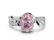 Oval Bypass Solitaire Engagement Ring Setting for a Fancy Pink Lab-Grown Diamond | Pavé Strands | Sterling Silver