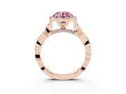 Round Halo Engagement Ring Setting for a Fancy Pink Lab-Grown Diamond | Pavé Twist Band | Rose Gold