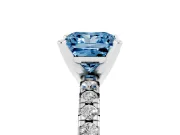 Princess Cut Pavé Engagement Ring Setting for a Fancy Blue Lab-Grown Diamond | Sterling Silver