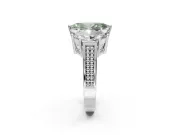 Marquise Three Stone Engagement Ring Setting for a Fancy Green Lab-Grown Diamond | Beaded Shoulders | Platinum
