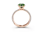 Round Domed Pavé Engagement Ring Setting for a Fancy Green Lab-Grown Diamond | Rose Gold