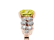 Cushion Cut Side Stone Engagement Ring Setting for a Fancy Yellow Lab-Grown Diamond | Shoulder Clusters | Rose Gold