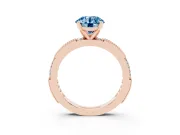 Round Vintage Pavé Engagement Ring Setting for a Fancy Blue Lab-Grown Diamond | Rose Gold
