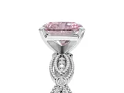 Radiant Cut Vintage Milgrain Engagement Ring Setting for a Fancy Pink Lab-Grown Diamond | Graduated Stations | Platinum