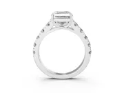 Asscher Cut Cut-Down Side Stone Engagement Ring Setting | Scalloped Shoulders | Platinum