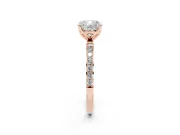Cushion Cut Pave Solitaire Engagement Ring Setting | Fine Line Pave Band | Rose Gold