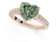 Heart-Shaped Pavé Solitaire Engagement Ring Setting for a Fancy Green Lab-Grown Diamond | Crossover Gallery | Rose Gold