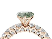 Heart-Shaped Shared Prong Engagement Ring Setting for a Fancy Green Lab-Grown Diamond | Rose Gold