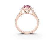Radiant Cut Pavé Engagement Ring Setting for a Fancy Pink Lab-Grown Diamond | Wide Three-Row Band | Rose Gold
