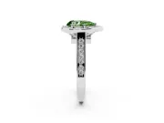 Fancy Green Pear Cut Diamond Halo Solitaire Ring Set in Silver with Pavé Band and Bezel Setting