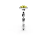 Round Twist Halo Engagement Ring Setting for a Fancy Yellow Lab-Grown Diamond | White Gold