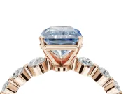 Radiant Cut Graduated Side Stone Engagement Ring Setting for a Fancy Blue Lab-Grown Diamond | Rose Gold