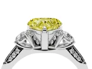 Heart-Shaped Hidden Halo Three Stone Engagement Ring Setting for a Fancy Yellow Lab-Grown Diamond | Platinum