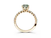 Cushion Cut Pavé Engagement Ring Setting for a Fancy Green Lab-Grown Diamond | Alternating Accents | Yellow Gold