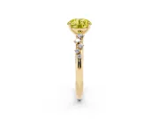 Fancy Yellow Round Cut Diamond Cluster Solitaire Ring Set in Yellow gold with Prong Setting