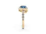 Heart-Shaped Halo Pave Engagement Ring Setting for a Fancy Blue Lab-Grown Diamond | Heart Cutout Gallery | Yellow Gold