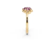 Heart-Shaped Petal Halo Engagement Ring Setting for a Fancy Pink Lab-Grown Diamond | Yellow Gold