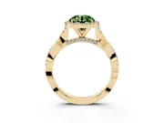 Round Twist Halo Engagement Ring Setting for a Fancy Green Lab-Grown Diamond | Yellow Gold