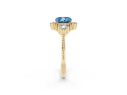 Cushion Cut Cluster Engagement Ring Setting for a Fancy Blue Lab-Grown Diamond | Yellow Gold