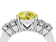Round Close Set Five Stone Engagement Ring Setting for a Fancy Yellow Lab-Grown Diamond | Platinum