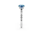 Round Pave Engagement Ring Setting for a Fancy Blue Lab-Grown Diamond | Slim Band | Platinum