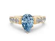 Pear-Shaped Engagement Ring Setting for a Fancy Blue Lab-Grown Diamond | Yellow Gold - Design NV-24643