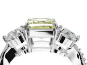 Asscher Cut Three Stone Engagement Ring Setting for a Fancy Yellow Lab-Grown Diamond | Tapered Pave Band | Platinum
