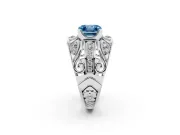 Asscher Cut Art Deco Engagement Ring Setting for a Fancy Blue Lab-Grown Diamond | Sterling Silver