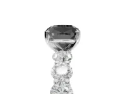 Cushion Cut Side Stone Engagement Ring Setting for a Black Center | White Gold