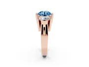 Fancy Blue Round Cut Diamond Three-Stone Channel Set Ring Set in Rose gold with Smooth Polished Band