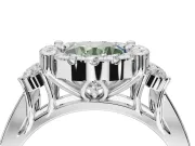 Round Halo Engagement Ring Setting for a Fancy Green Lab-Grown Diamond | Graduated Channel Band | Sterling Silver