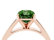 Fancy Green Radiant Cut Diamond Solitaire Engagement Ring Set in Rose gold with Prong Setting and Tapered Band