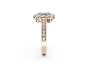 Emerald Cut Vintage Halo Engagement Ring Setting | Milgrain Channel Band | Rose Gold
