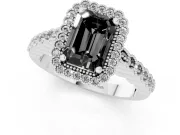 Radiant Cut Milgrain Halo Engagement Ring Setting for a Black Center | Sterling Silver