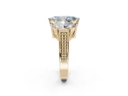 Marquise Three Stone Engagement Ring Setting for a Fancy Blue Lab-Grown Diamond | Beaded Shoulders | Yellow Gold