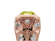 Fancy Yellow Princess Cut Diamond Bezel Ring Set in Rose gold with Milgrain Accent Band
