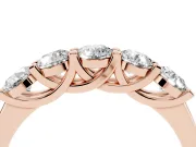 Round Lab-Grown Diamond Five-Stone Wedding Band | Square-Top Prongs | Rose Gold