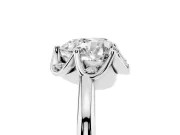 Heart-Shaped Scalloped Petal Halo Engagement Ring Setting | Plain Band | Platinum